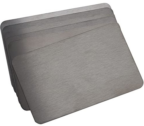 NBEADS 6 Stück Schwarz Metall Visitenkarten, 8.5x5.5 cm 0.8 mm Dicke Edelstahl Rohlinge Namenskarte Lasergravierte Visitenkarte Für Haus Büro Kunden DIY Geschenkkarten