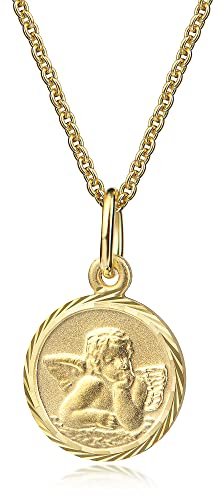 Xaana Taufkette Anhänger Schutzengel Gott schütze dich aus 333er Gelbgold inkl. vergoldeter Silberkette 36/38cm AMZ0593