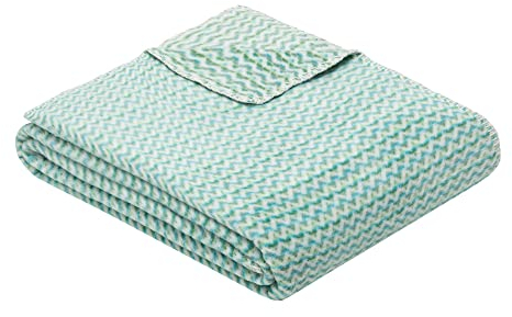 Ibena Andschara Kuscheldecke 150x200 cm - gemusterte Decke türkis grün, Pflegeleichte und kuschelweiche Baumwollmischung