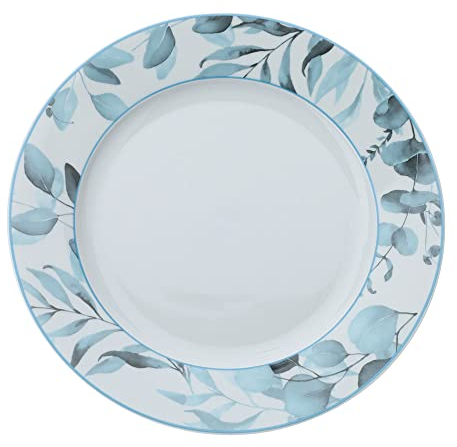 HERVIT Set due piatti piani bianco/blu floreale in porcellana Botanic Ø27 cm