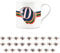 Purely Home Retro Alphabet Letter D Mug - Bone China White Coffee Tea Present Personalised Initial Gift