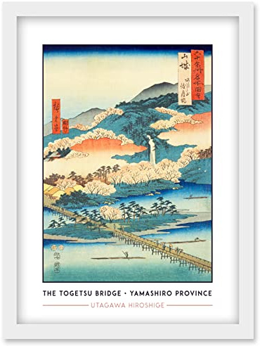 Wee Blue Coo The Togetsu Bridge in Arashiyama Yamashiro Province Utagawa Hiroshige Japanese Woodblock Classic Collection Artwork Framed Wall Art Print A4