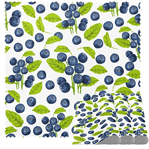 Blueberry Sets de table carrés sans couture pour table de salle à manger