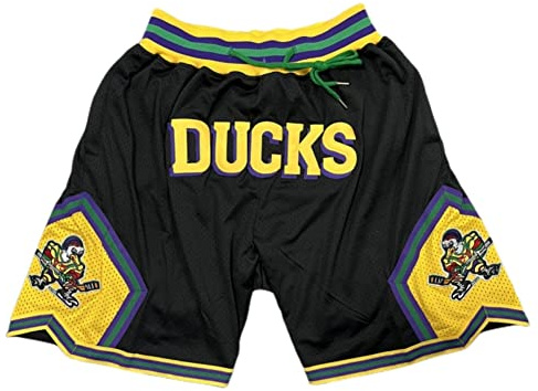 D-5 Herren Basketball-Shorts Mighty Ducks Sport-Shorts, Grün/Schwarz
