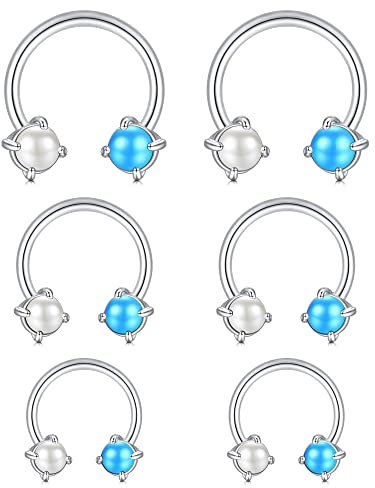 Longita Hufeisen Septum Piercing für Damen 16G 6/8/10/12MM - Perle Tragus Conch Helix Knorpel Ohr Silber