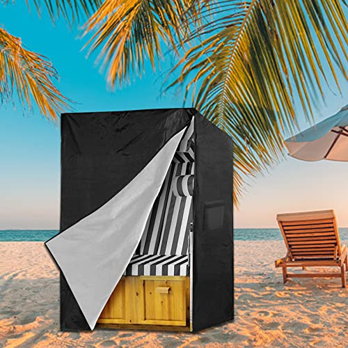 Strandkorb Schutzhülle Winterfest,420D Oxford Stoff Wasserdicht Winddicht Strandkorbhülle mit Lüftungsöffnunge,Reißfest und UV Beständig Abdeckhauben für Strandkörbe (120*90*155/140cm)