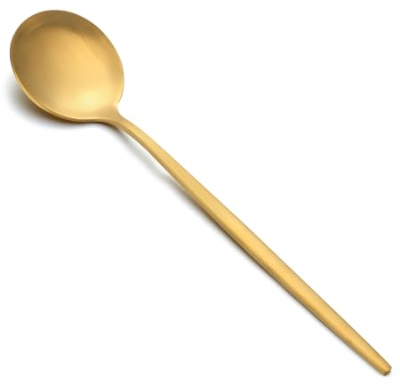 Pleafind cucharas 24 piezas, cucharas soperas acero inoxidable, 8,27(21 cm) cuchara, cucharas dorada, adecuada para el hogar, restaurante, fiesta, banquetes de boda, apta para lavavajillas