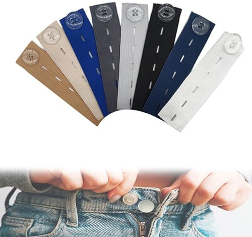 Ryaupy 8er Set Knopfverlängerung für Hosen - Elastische Taillenverlängerung mit Verstellbarer Hosenschnalle - Culottes-Taillenerweiterungsschnalle