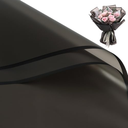 Gloreyan Geschenkpapier für Floristen, Blumenstrauß, Basteln, frische Blumen, Geschenkpapier mit schwarzem Rand, wasserdicht, Blumenverpackung, Geschenkbox, Verpackungsmaterial, Floristenbedarf, 57 x