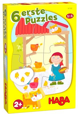 HABA 6 erste Puzzles Bauernhof, Puzzles für Kinder ab 2 Jahren, einfache Puzzles