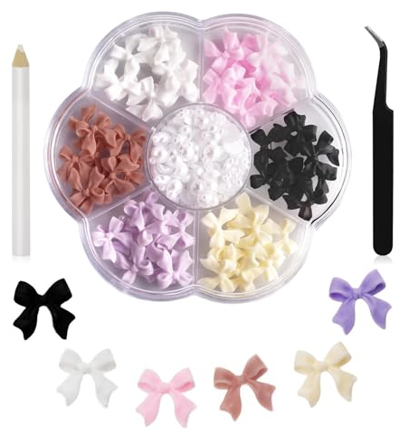 Ruzister Bunte Schleifenknoten-Nagelstecker-Strasssteine, Kristall, 3D-Schleifenknoten-Nagelanhänger-Set für Nagelsteine, Design, DIY-Dekoration, Schmucksteine