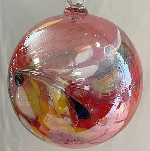 Oberstdorfer Glashütte Kugel zum hängen Glaskugel Ornament rot bunt Fensterdekoration mundgeblasenes Kristallglas Durchmesser ca. 12 cm