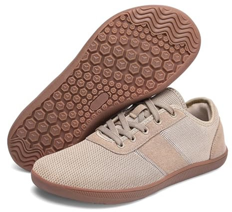 AONEGOLD Hommes Barefoot Minimalistes Chaussures Femmes Pieds Nus Orteil Large Légère Baskets Antidérapante Breathable Trail Running Walking Sneakers(Marron/43EU)