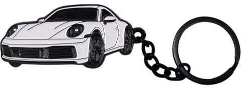 BIHEE Auto Schlüsselanhänger Mini Anhänger Kompatibel mit 911 Schönes Geschenk Metall Schlüsselanhänger für Autoschlüssel, Auto Dekorationen, Männer, Frauen, Weiß