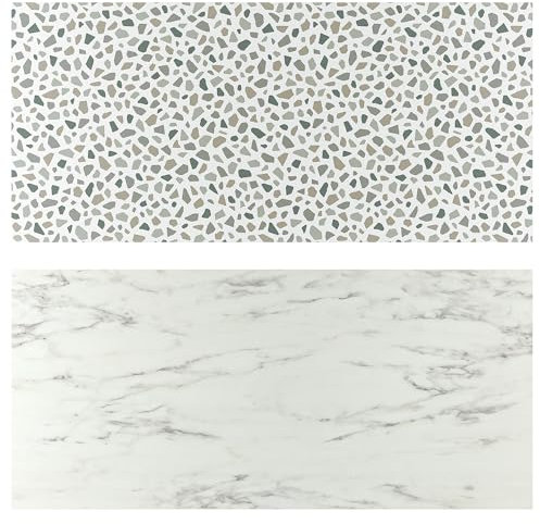 LYSEKIL Panneau mural, 119,6 x 55 cm, double face, effet marbre blanc/effet terrazzo