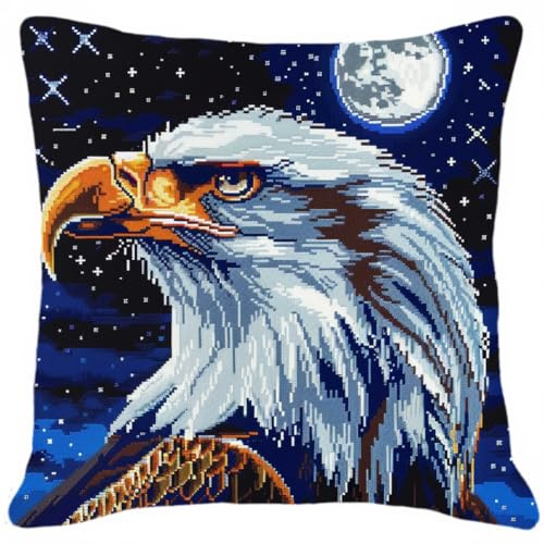 RKFLGEW Knüpfset Fantasy Eagle Knüpfset Kissen Diy Handarbeit Kissen Häkelgarn Stickerei Knüpfset Kissenbezug