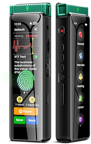136GB Digital Voice Recorder with Playback, Innioasis R1 Full Touchscreen Voice Recorder with AI Intelligent Transcription and Bluetooth, Voice Activated Sound Audio Recorder Device with Mic (Green)