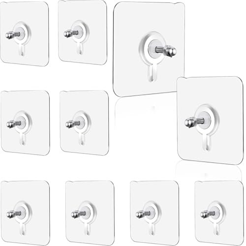 Tableau Sans Percer, 10 Pcs, Adhesif Accroche Tableau sans Percer, Transparent Attache Cadre Adhésif, Attache Cadre Adhésif Crochets pour Accroche Cadres Photo, Art Mural, Décoratives