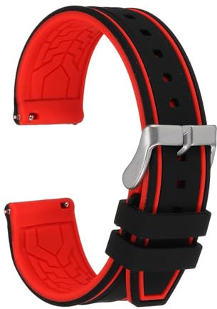 sourcing map Silicone Watch Bands 20mm Soft Quick Release Watch Bands, Black Red
