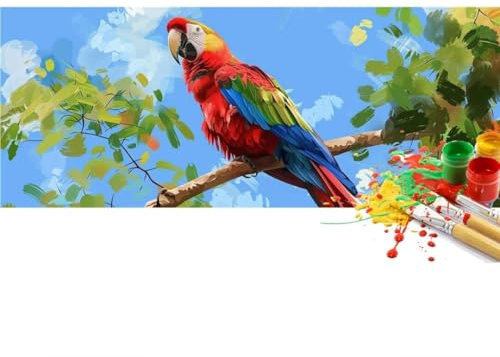 Peinture Numero Adulte Oiseau, perroquet Peinture par Numero Adulte Grand Format 180 X 70 cm, DIY Kits de Peinture au Numéro Pigment Acrylique Paint by Numbers Pour Maison Décor, (Sans Cadre)-YH720