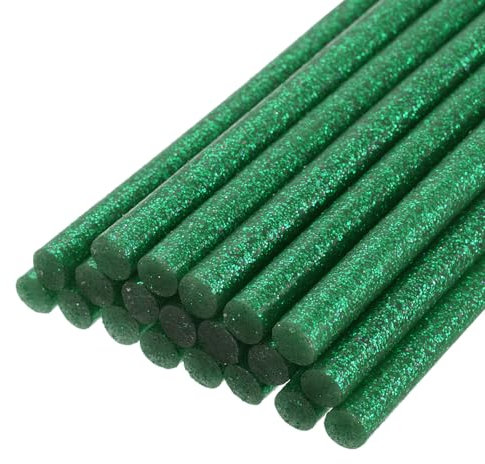sourcing map 30pcs Mini Hot Glue Gun Sticks 7mm x 100mm High Sticky Small Hot Glue Sticks for Glue Gun, Glitter Dark Green