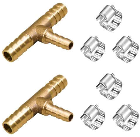 Napredak 3/8 x 1/4 x 3/8 Brass Barb Hose Fitting Tee 3 Way for Air Line