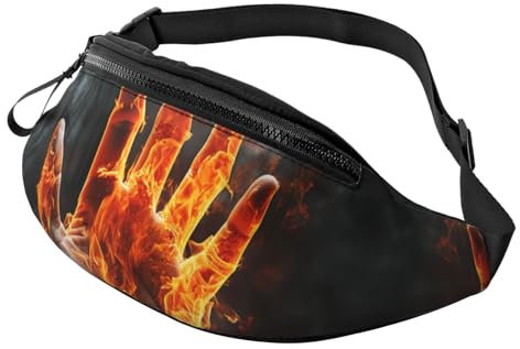 Mem modische Bauchtasche für Damen, Umhängetasche, Feuerflamme, Handgürteltasche mit verstellbarem Riemen, Schwarz, Einheitsgröße, Schwarz , Einheitsgröße