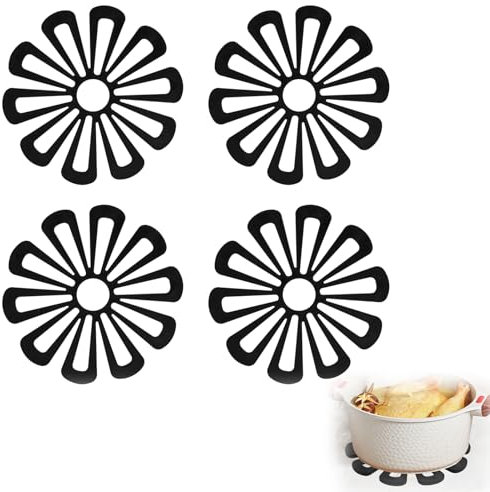 Pan Protectors, 4pcs Black Silicone Pan Protectors for Stacking Hot Pan Stand Pot Protectors Heat Resistant Anti-Slip Anti-Scald Kitchen Countertop Tool Silicone Pot Protectors
