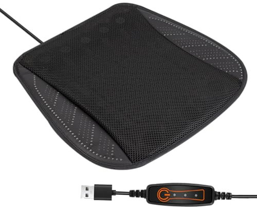 Daooibpa Cooling Seat Cushion, Ventilated Car Cooling Pad, Seat Coolings Cushion Car Breathable Pad, Three Wind Speeds USB Plug-in With 8 Fans Quiet Solution For Daily Commuting(43×43cm)