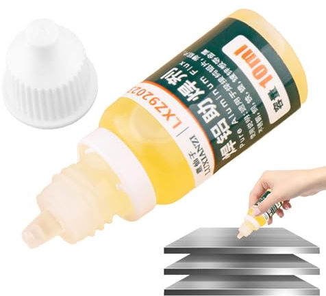 Flusso di saldatura in alluminio, agente di saldatura liquido, nessun tipo pulito | Bottiglia applicatore da 10 ml con finitura pulita per il fissaggio elettrico su attività di in rame a fe