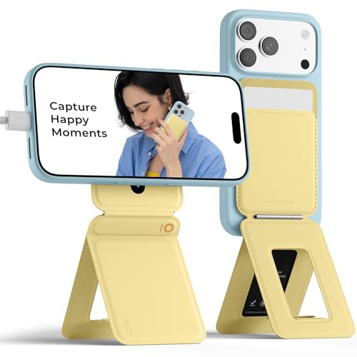 MOFT Stativ für Smartphone, 3 in 1 Handy Geldbörse und Verstellbares Handy Ständer Magnetische Kartenhalter Mini Stativ, NFC Unterstützte, MOVAS Veganes Leder, Panna Cotta