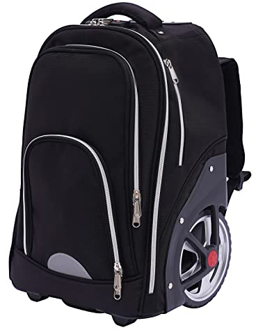 XIAYUHE Mochila con ruedas con ruedas, mochila de equipaje de mano de 45 l con rueda de 7 pulgadas, altura de la barra de tracción 30 – 51 cm, mochila para portátil de 15 pulgadas, mochila de viaje