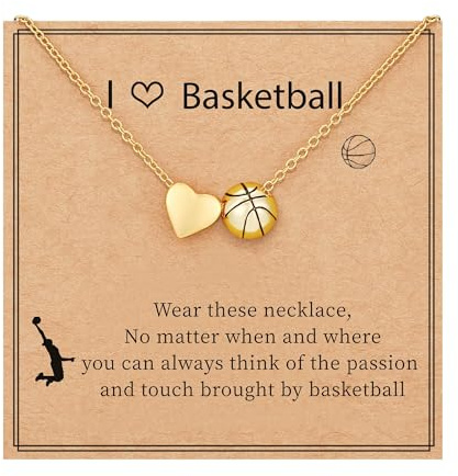 SIXDUTON Kette Gold Damen 14K Gold Vergoldet Herz Basketball/Softball/Fußball/Volleyball Goldkette Halskette Schmuck Geschenk für Frauen Mädchen