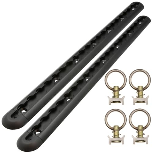 SEFIS ALU Ankerleiste Airline 2x50cm – stabile Zurrschiene aus Aluminium zur Ladungssicherung, Airline Schiene für Transporter, Anhänger, Wohnmobil, LKW (Schwarz mit Ösen)