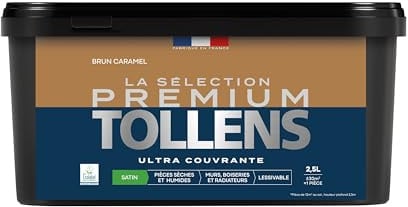 Tollens - Peinture Couleur - Murs, Boiseries & Radiateurs - La Sélection Premium - Pièces sèches et humides - Ultra couvrante & résistante - Ultra rapide - Ecolabel - Satin - BRUN CARAMEL - 2L5 = 30m²