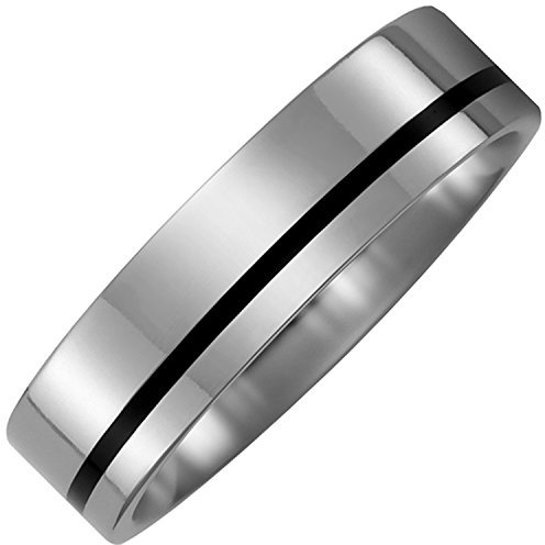 Jobo Damen Partner Ring aus Titan mit Keramik schwarz Partnerring bicolor Größe 68