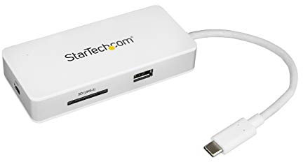 StarTech.com DKT3CHSD4GPD USB-C Multiport Adapter - SD (UHS-II) Kartenleser - 100W Power Delivery - 4K HDMI - GbE - 1x USB 3.0, Silber/weiß