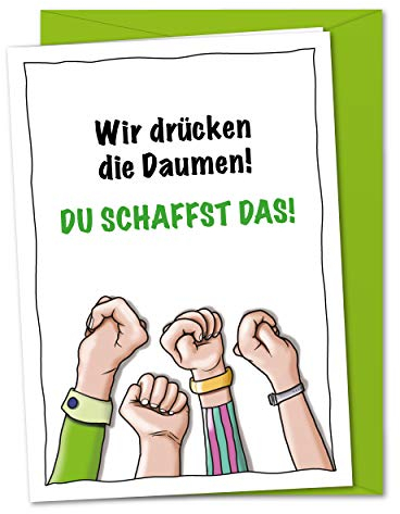 bernsteinfee-CARDS XXL Karte Wir drücken die Daumen - gemeinsam viel Glück und Erfolg wünschen, Karte Du schaffst das, wir denken an Dich - inklusive Umschlag (DIN A4)