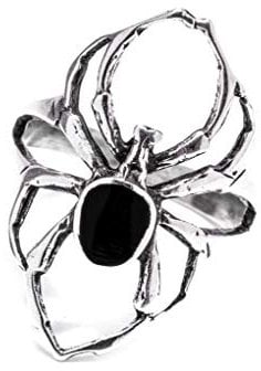 Windalf Spinnen Ring SPY h: 2.6 cm mit schwarzem Onyx 925 Sterlingsilber (Silber, 58 (18.5))