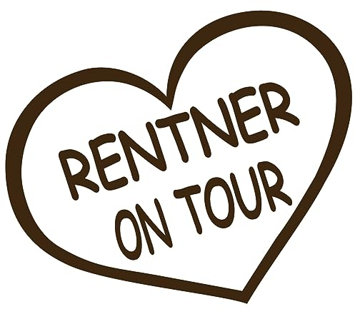 cartattoo4you® AK-00265 | Rentner ON Tour im Herz| K-Serie | Autoaufkleber Aufkleber Car Sticker Spruch Farbe braun, in 24 Farben erhältlich, glänzend 13 x 10 cm Waschstrassenfest