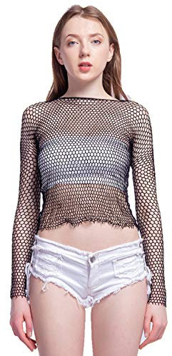 LemonGirl Women Fishnet Lingerie Top Long Sleeve Sleepwear Baby Dolls Negligees Dress UK 6-22