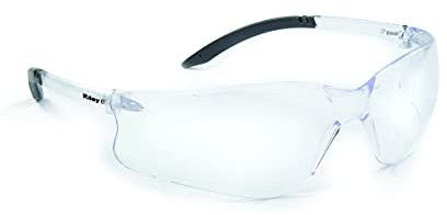 Riley Fabri Safety Glasses Sports Style Clear Frame UV Protective Work Eyewear (Clear Lens)
