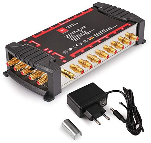 RED OPTICUM OMS 5-16 PRO TRQ - 16 Teilnehmer - Sat Verteiler 1 Satellit für 16 Teilnehmer mit vergoldeten Kontakten - 3D UHD 4K Ready - Sat Multiswitch geeignet für Quattro & Quad LNB