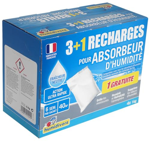 Recharge absorbeur d'humidité neutre x3 +1gratuite