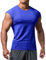 Herren Sportlich T-Shirts Tees Kurz Ärmel Bodybuilding Trainieren Ausbildung Fitness Tops Crew Hals Baumwolle Blau M