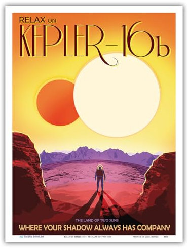 Relax on Kepler-16b – Das Land der zwei Sonnen – NASA Exoplanet Travel Poster – Master Art Print 22,9 x 30,5 cm