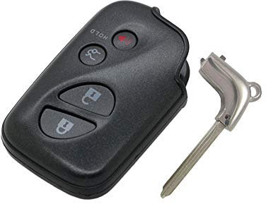 BROVACS Replacement Key Shell + Uncut Blank Emergency Insert Key Compatible with LEXUS 4 Button Smart Keyless Entry Remote Key Case Fob PG428