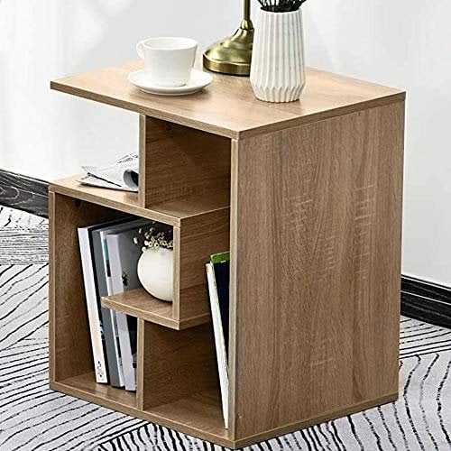 BAKAJI Libreria Bassa Scaffale 4 Ripiani in Legno MDF Tavolino Caffè Laterale Divano Design Moderno Arredamento per Soggiorno Salotto Casa o Ufficio Dimensione 45 x 40 x 55 cm (Quercia)