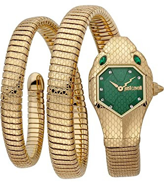 Just Cavalli Damen-Uhren Analog Quarz One Size Gold, Grün 32019801