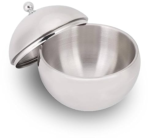2L Eiskübel, Kugelförmiger Doppelwandiger Edelstahl-Eiskübel, Metall-Eiskübel mit Deckel, Bar-Eiskübel für Eiswürfel, Bier, Champagner,Umweltfreundlich und Harmlos Tragbar Warm Halten, für Party-Bar